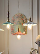 Axyaa Nordic Ceramic Pendant Light Brass Vintage Adjustable Hanging Light