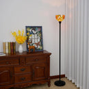 Axyaa Industrial Stained Glass Torchiere Floor Lamp