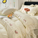 Korean Princess Style Lace Ruffles Wedding Bedding Set by Axyaa