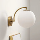 Axyaa LED Wall Light Pull Chain Switch Modern Style Glass Iron Bedroom Lamp