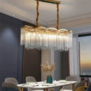 Axyaa Glass Rod Crystal Chandelier Gold Pendant Luxury Hanging Lamp