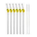Axyaa Glass Straws - Lemon Shaped Eco-Friendly Smoothie Cocktail Bar Accessories