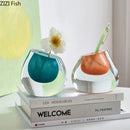Axyaa Small Mouth Glass Vase: Hydrop n. Vessels for Flowers, Decorative & Dried Flower Arrangement