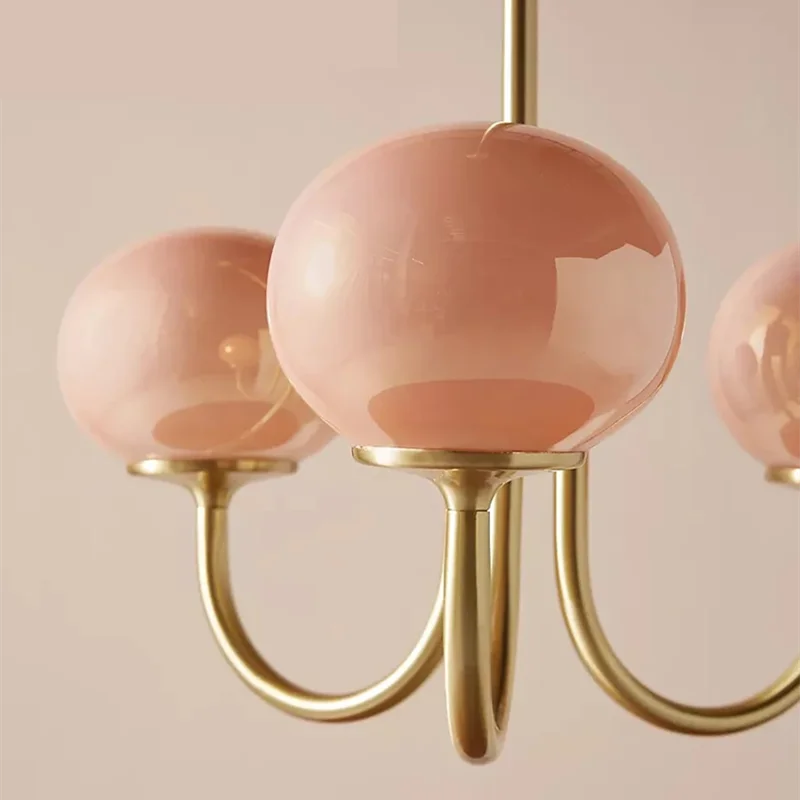 Nordic Pink Chandelier by Axyaa: Art Glass Lights for Warm, Romantic Spaces