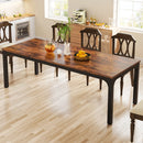 Axyaa Rustic Wood Dining Table, 200cm Long Rectangular Kitchen Table for 6-8 People