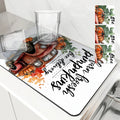 Drying Mat for Fall Vibes: Autumn Truck & Pumpkin Non-Slip Absorbent Mat by Axyaa
