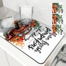 Drying Mat for Fall Vibes: Autumn Truck & Pumpkin Non-Slip Absorbent Mat by Axyaa