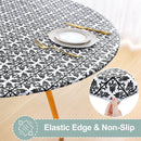 Axyaa Waterproof Fitted Round Vinyl Tablecloth for Outdoor Picnics and Camping