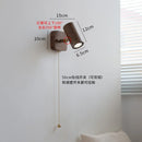 Axyaa Rotatable Walnut Wood Wall Lamps, Adjustable LED Spotlight Sconce Light, Pull Switch Indoor Fixtures