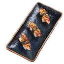 Axyaa Sushi Plate: Ceramic Rectangular Fish Plate for High-Value Sashimi & BBQ