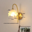 Axyaa LED Glass Wall Sconce with Pull Chain Switch for Modern Luxury Bedroom Lighting