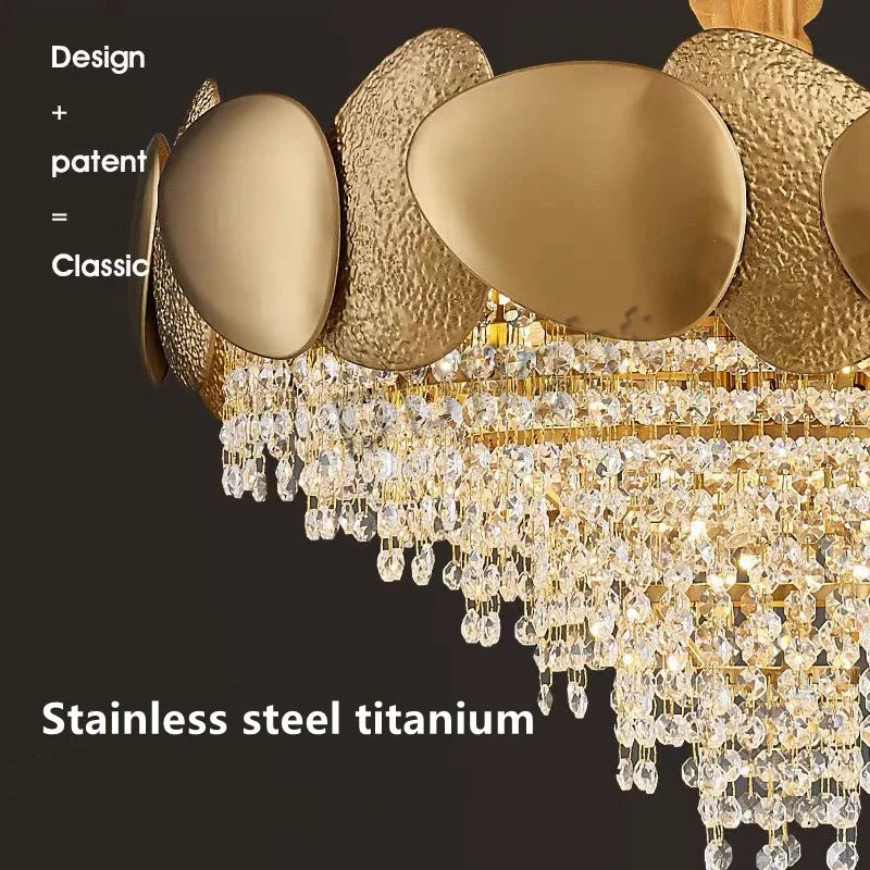 Axyaa Crystal Tassles Pendant Chandelier - Modern Luxury Lighting for Living Room