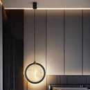 Axyaa Crystal LED Pendant Lamp: Minimalist Black Frame, Round Design