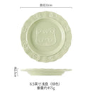 Axyaa Dodo Cat Ceramic Dessert Plate Tray - French Round Embossed Fruit Cake