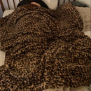 Axyaa Leopard Print Rabbit Plush Sofa Blanket: Stylish, Warm & Comfortable Home Decor