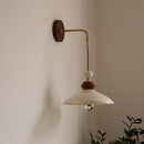 Axyaa Ceramic LED Wall Light Copper Pull Chain Modern Bedside Lamp