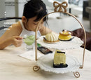 Axya Gold Double-Layer Cake Stand Wedding Pastry Decoration