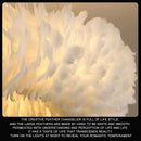 Axyaa White Feather Chandelier Pendant Light LED E27 Children's Bedroom Decor