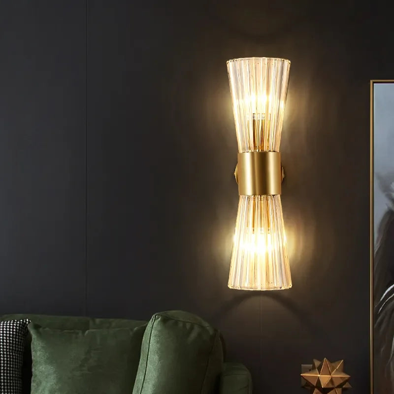 Axya Gold Crystal Wall Lamp for Indoor Lighting Décor in Living Room and Bedroom