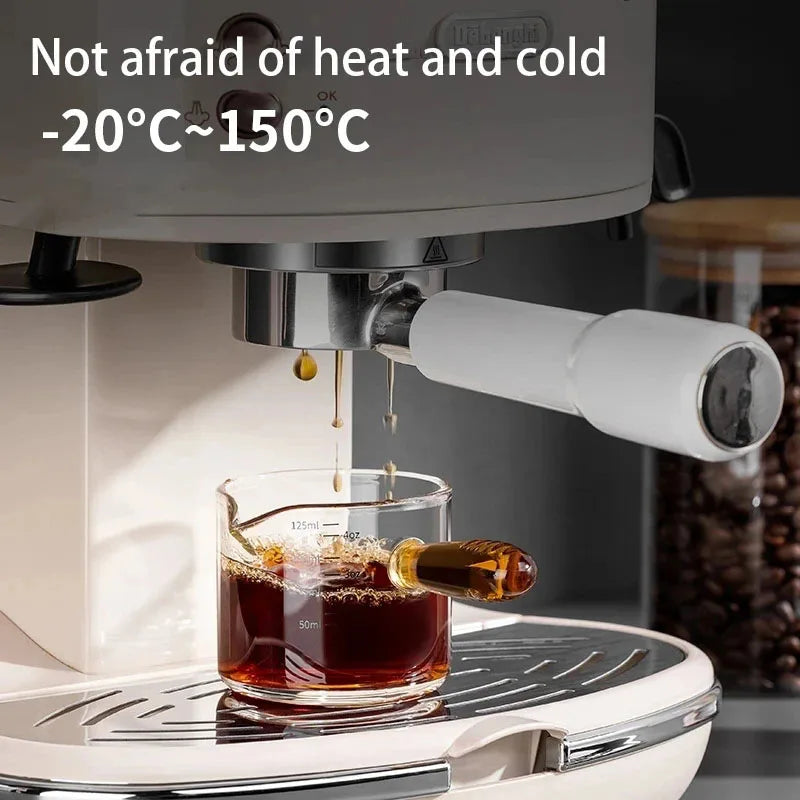 Axya Glass Handle Espresso Measuring Cup 125ml Vshape Coffee Milk Supplies