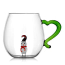 Axyaa 3D Christmas Glass Mug Cup - Snowflake Tree Snowman Design