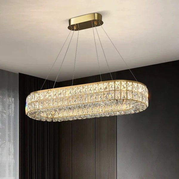 Axyaa Crystal Circle Pendant Light: Minimalist Modern Luxury for Elegant Bedrooms