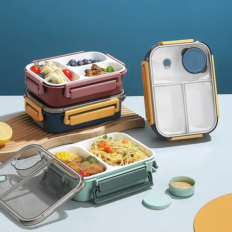 Axyaa 850ml Leakproof Bento Lunch Box with Sauce Box - Portable & Microwavable