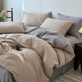 Axyaa Washed Cotton Duvet Cover Set - Blue, Soft, Breathable, Four Season Bed Linens