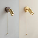 Axyaa Copper Lampshade LED Wall Sconce Walnut Wood Mirror Light