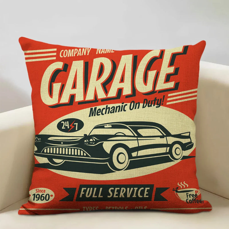 Axyaa Classic Cars Print Cushion Cover 45X45CM Pillowcase Linen Throw Pillow