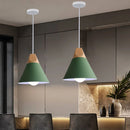 Nordic Aluminum Pendant Lights Wood Hanging Lamps by Axyaa.