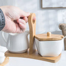 Axya White Ceramic Sugar & Milk Pot Set with Countertop Coffee Milk Cup