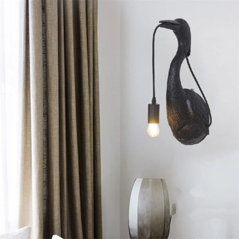 Axyaa Nordic Crane Resin Wall Lamps for Bedroom Living Room Decor