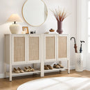 Axyaa 5 Tier Rattan Entry Shoe Organizer Cabinet with Shelves & Doors