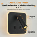Axyaa Rotatable LED Wall Lamp with USB Charging & Switch - Bedroom Spotlight