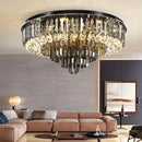 Axyaa Crystal Ceiling Chandelier: Modern, Luxury, Gold Round Lighting Fixture
