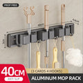Axyaa Mop Broom Holder Hooks Bathroom Storage Rack Space-saving Hanger Slots Organizers