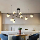 Axyaa Glass Ball Linear Chandelier: Postmodern Style Lighting for Hotel Hall & Kitchen Decor