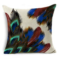 Axyaa Peacock Feather Linen Cushion Cover 45x45cm for Sofa Bed Decor