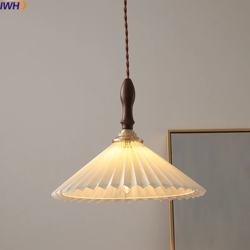 Axyaa Fabric Copper LED Pendant Lights, E14 Nordic Hanging Lamp for Home Decor
