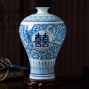 Axyaa 34cm Blue and White Porcelain Vase Antique Chinese Style Flower Arrangement