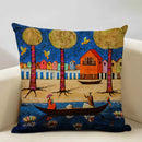 Axyaa African National Style Oil Painting Cushion Cover for Living Room Sofa Art