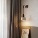 Axyaa Wood Yellow Stone Pull Chain Wall Light with Adjustable Wire, LED Indoor Bedroom Lamp