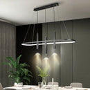 Axyaa Modern Oval Iron Chandelier: Designer Minimalist Restaurant Island Decor Light