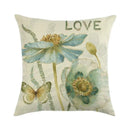 Axyaa Floral Print Linen Pillow Case for Home Decor - 45*45cm