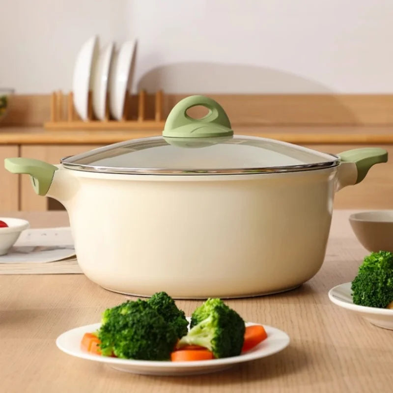 Axyaa 24cm Soup Pot Non Stick Large Capacity Stewing Pot Kitchen Accessory