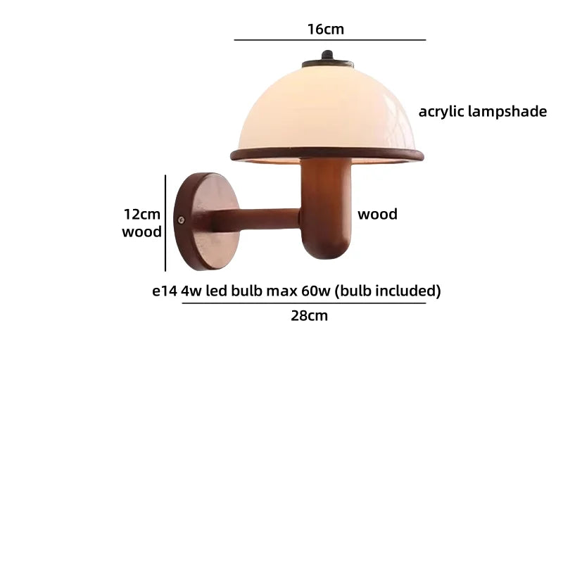Axyaa Nordic LED Wall Lamp Clear Glass Wood Interior Decor Fixture