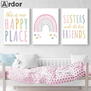 Rainbow Sisters Friends Nursery Wall Art Print for Axyaa Baby Girls Room