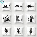 Axyaa Decorative Pillow Cover 45x45cm Polyester Square Black Cat Skull Design
