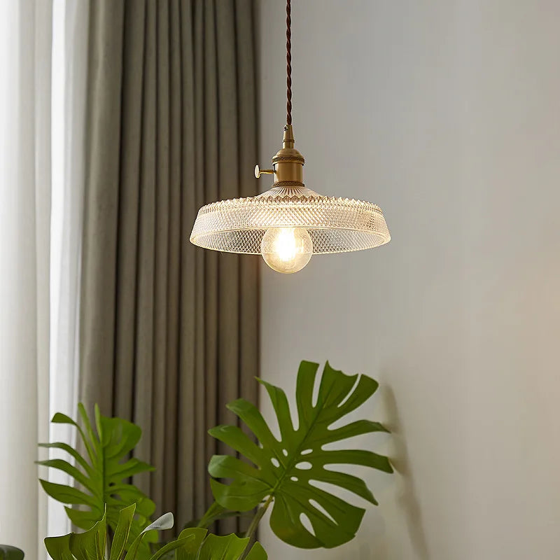 Axyaa Modern Copper Pendant Light Glass Chandelier for Living Dining Bar Kitchen